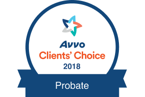 Avvo Clients’ Choice 2018 award badge for Probate with a star icon.